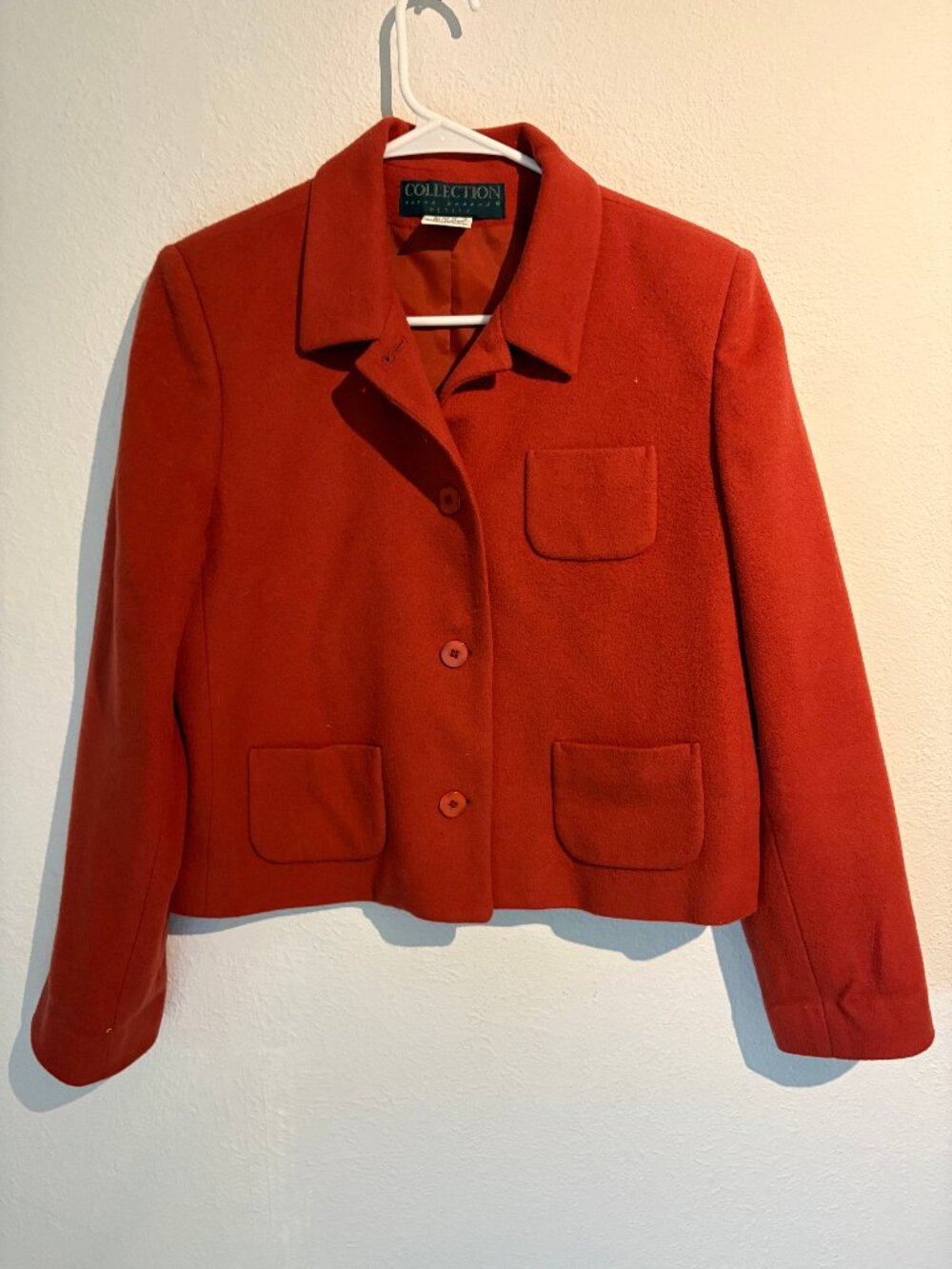 Harvé Benard Wool Cashmere Blend Brick Red Jacket Petite 8